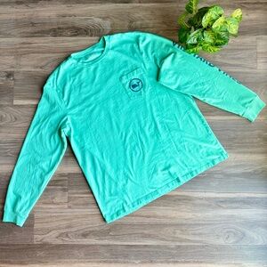 Vineyard Vines L Long Sleeve Graphic Pocket Tee Mint Green Whale Logo